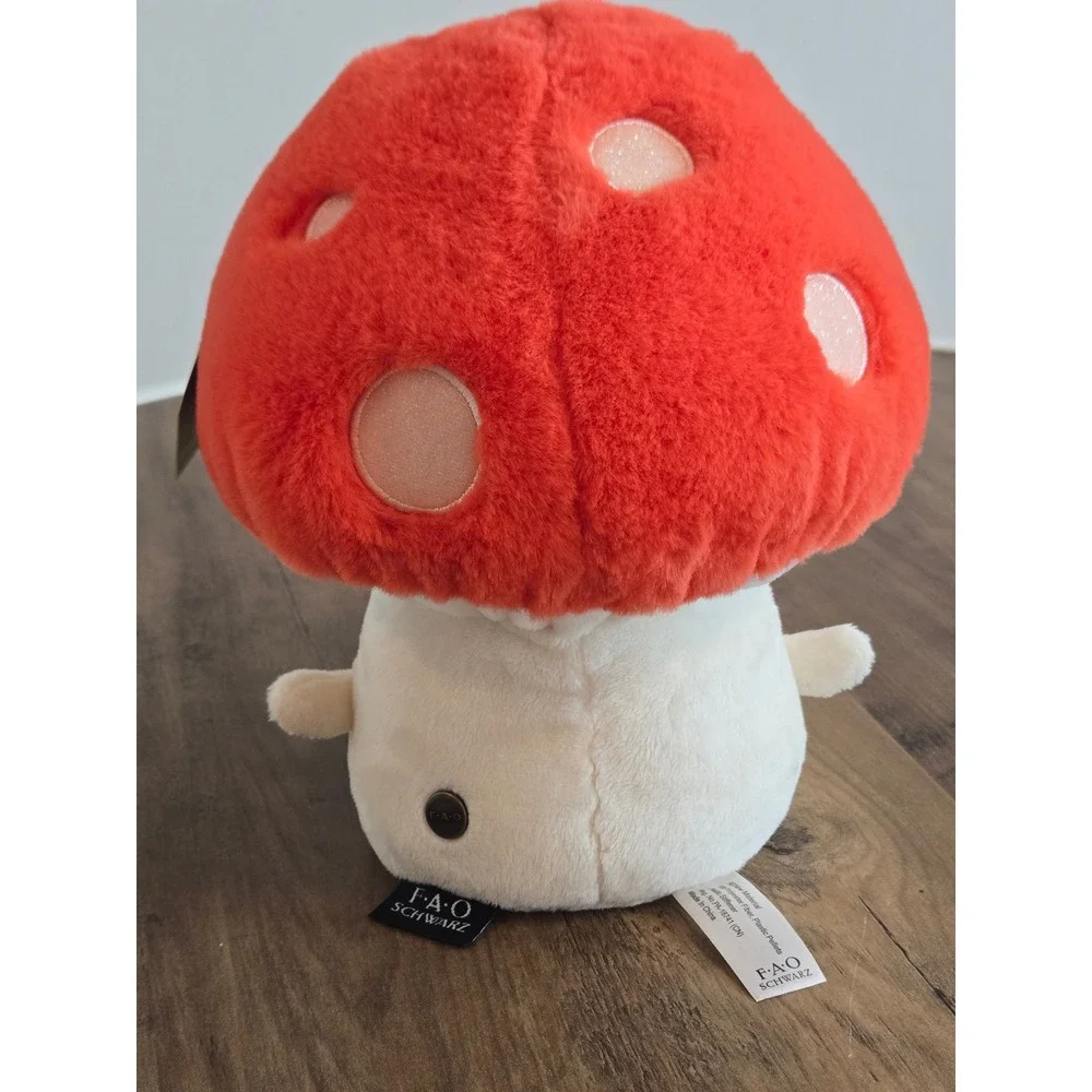 FAO‎ Schwarz Sparklers Amanita Mushroom Plush Red Glitter Toadstool 8 inch New